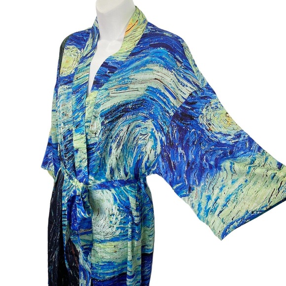 Van Gogh Robe Starry Night Womens Size Extra Large Kimono Exhibit Exclusive NEW - Picture 4 of 10
